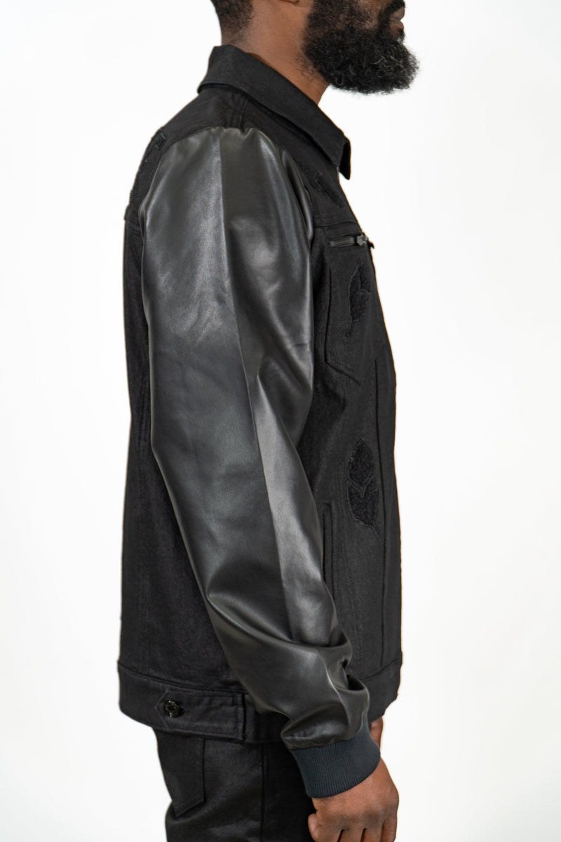 Back To Black Denim Faux Leather Jacket