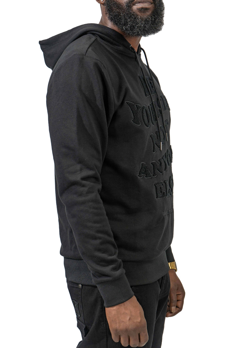 Be Yourself Black Chenille Embroidery Hoodie