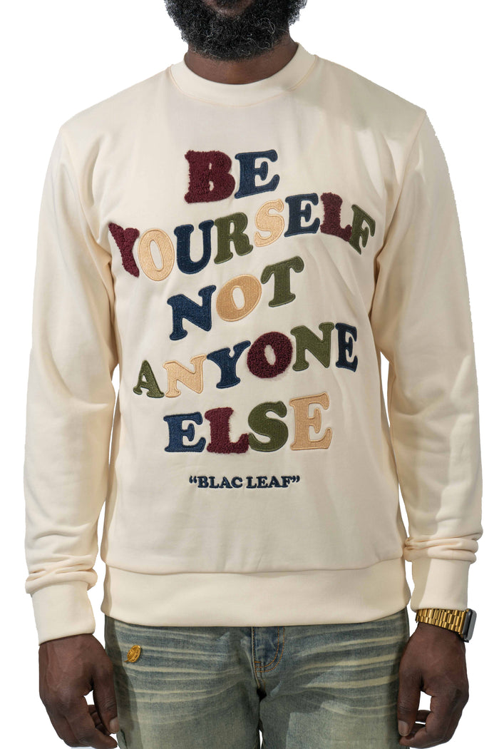 Be Yourself Embroidered Cream Crewneck (Small Special) (sweater)