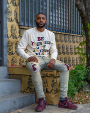 Be Yourself Embroidered Cream Crewneck (Small Special) (sweater)