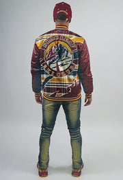 Blac Leaf Ski Club Bomber Jacket, Denim Jeans and Trucker Hat Bundle