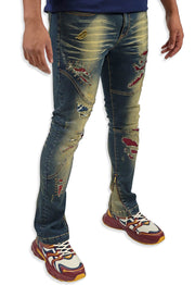 Blac Leaf Ski Club Bomber Jacket, Denim Jeans and Trucker Hat Bundle