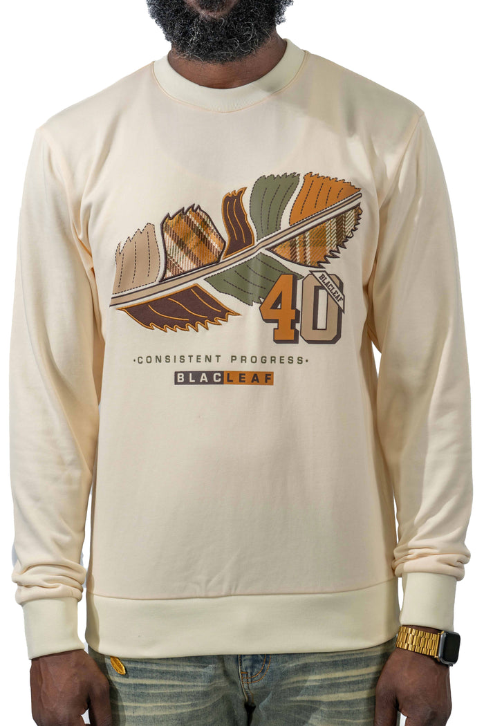 Consistent Progress Patchwork Leaf Crewneck (Smalll & Medium) (sweater)
