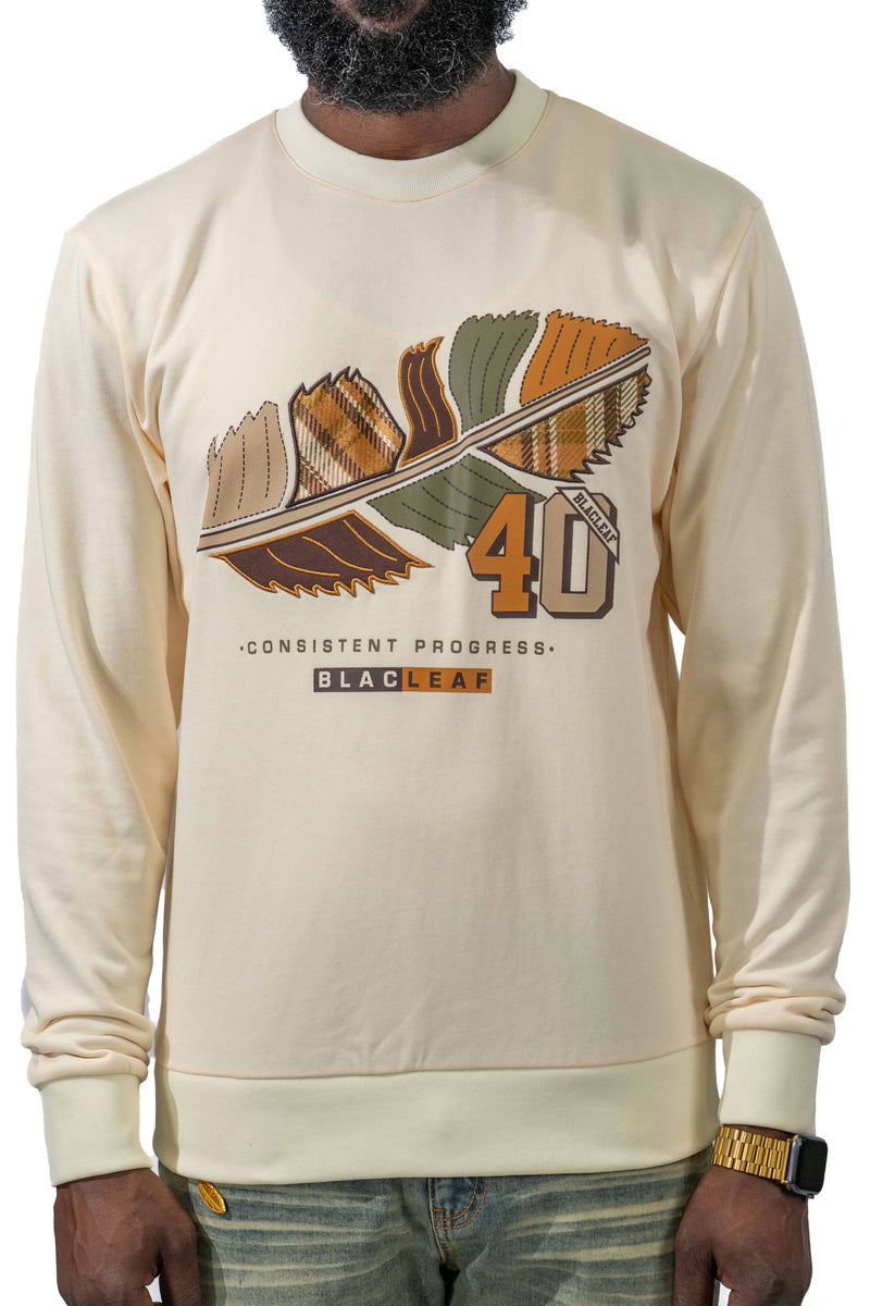 Consistent Progress Patchwork Leaf Crewneck (Smalll & Medium) (sweater)