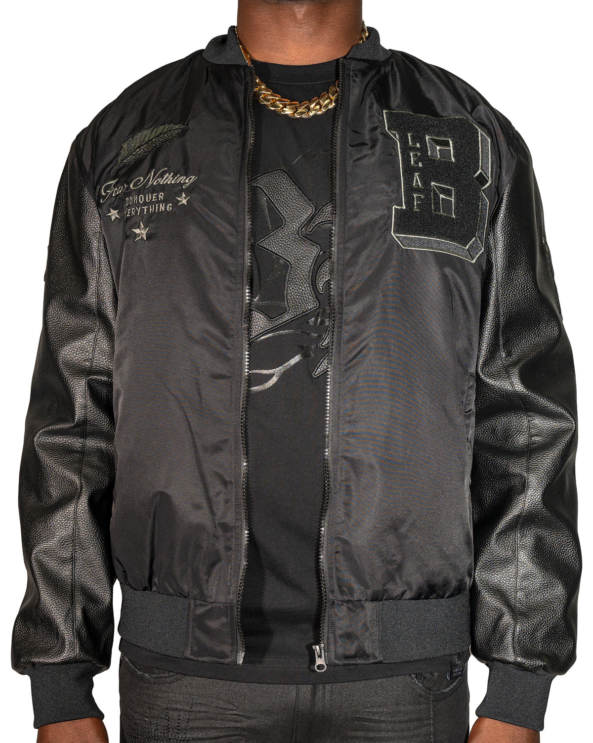 Fear Nothing Vegan Leather Bomber Jacket