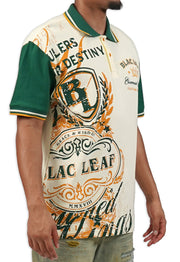 GRACE & WISDOM POLO SHIRT CREAM/GREEN