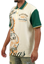 GRACE & WISDOM POLO SHIRT CREAM/GREEN