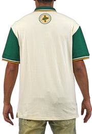 GRACE & WISDOM POLO SHIRT CREAM/GREEN