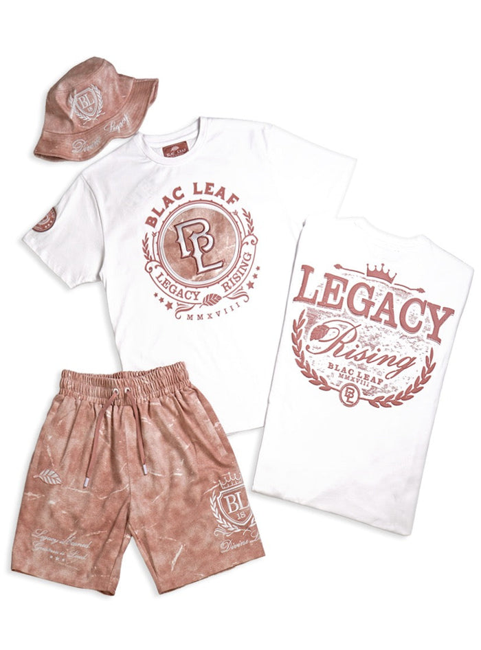 Legacy Rising White Shirt, Knit Shorts and Trucker Hat Bundle