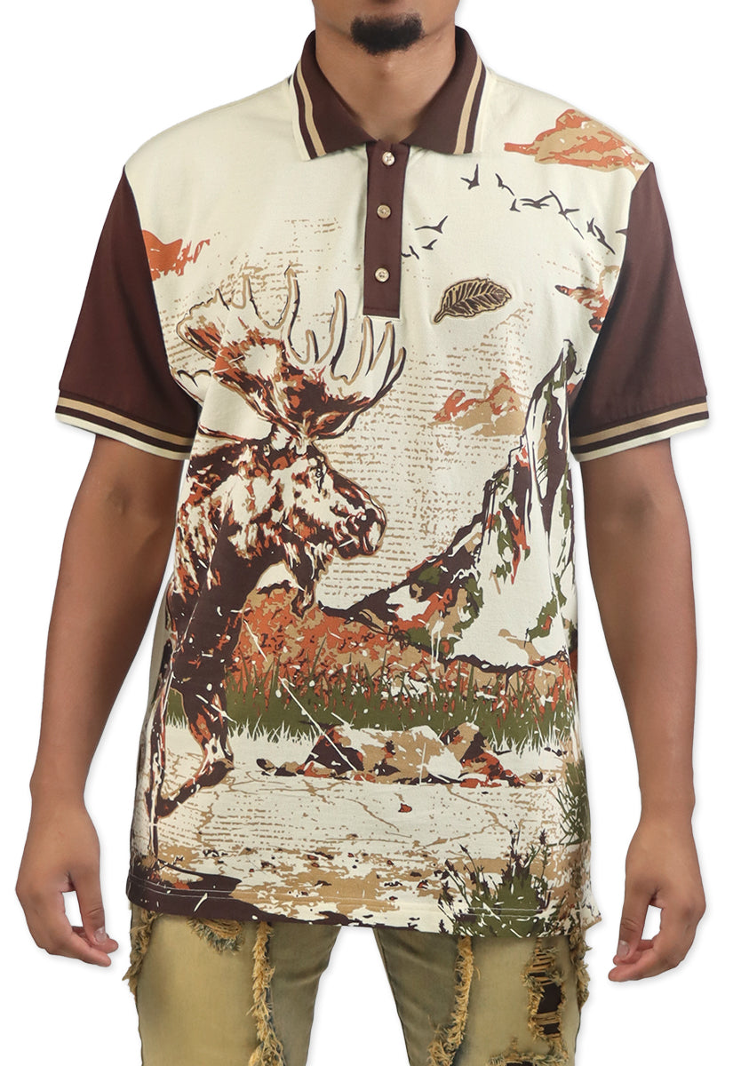 PATH OF GREATNESS POLO SHIRT CREAM / BROWN
