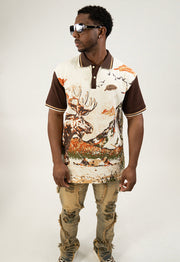 PATH OF GREATNESS POLO SHIRT CREAM / BROWN