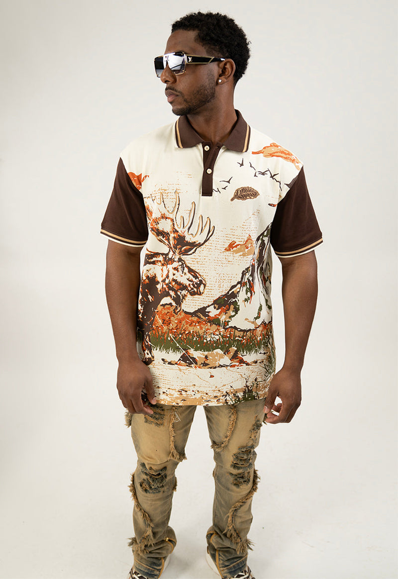 PATH OF GREATNESS POLO SHIRT CREAM / BROWN