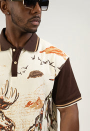 PATH OF GREATNESS POLO SHIRT CREAM / BROWN