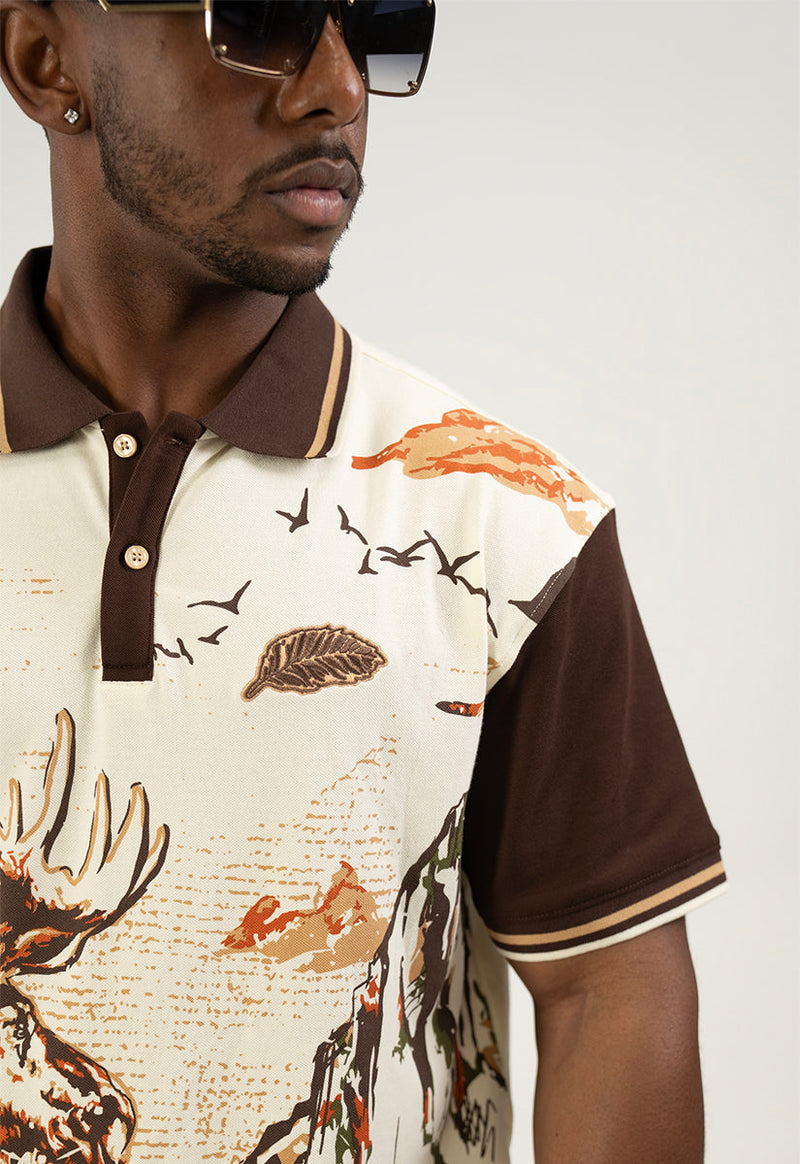 PATH OF GREATNESS POLO SHIRT CREAM / BROWN