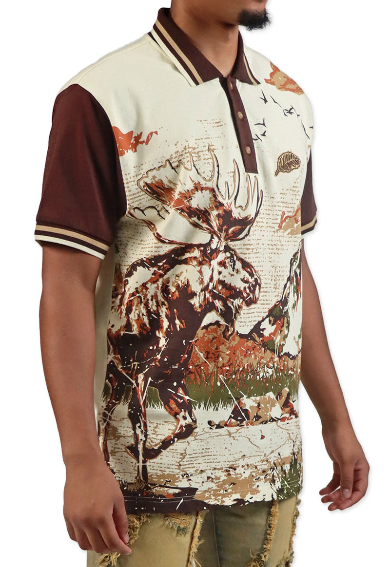 PATH OF GREATNESS POLO SHIRT CREAM / BROWN