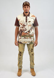 PATH OF GREATNESS POLO SHIRT CREAM / BROWN