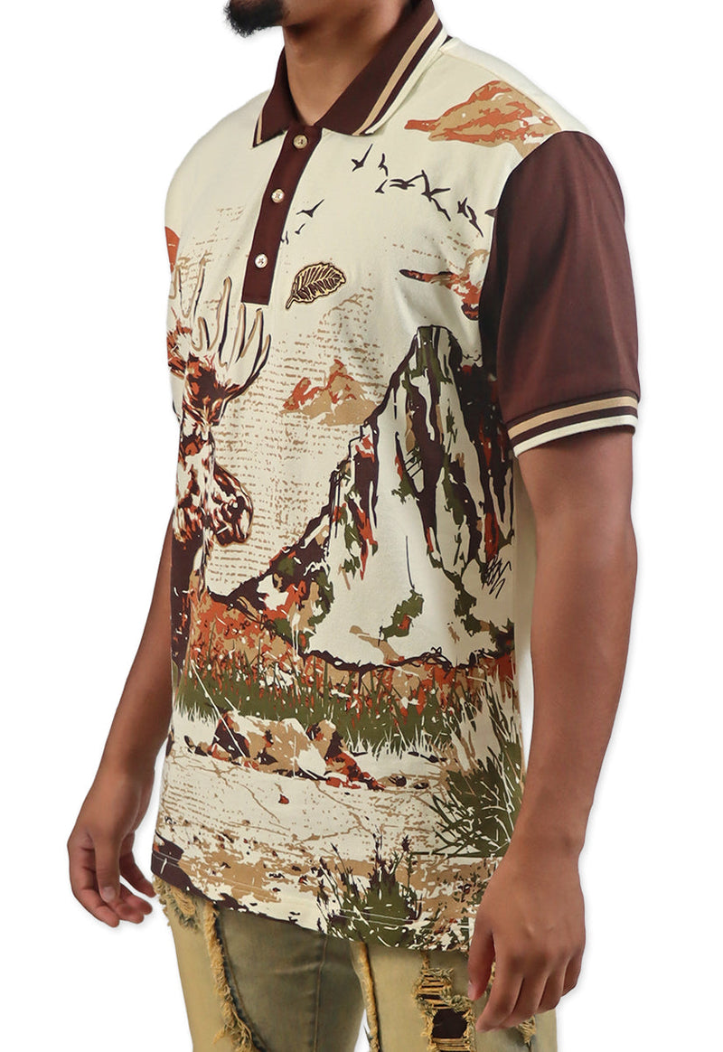 PATH OF GREATNESS POLO SHIRT CREAM / BROWN