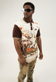 PATH OF GREATNESS POLO SHIRT CREAM / BROWN