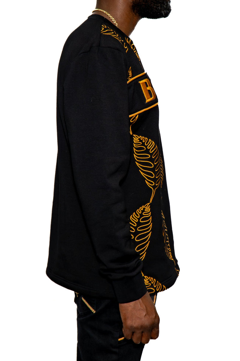Premium Embroidered Leaf Pattern Crewneck (sweater)