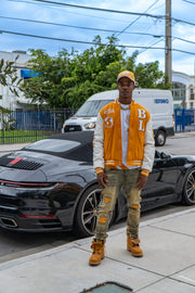 Wheat Signature Letterman Bomber Jacket