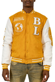 Wheat Signature Letterman Bomber Jacket