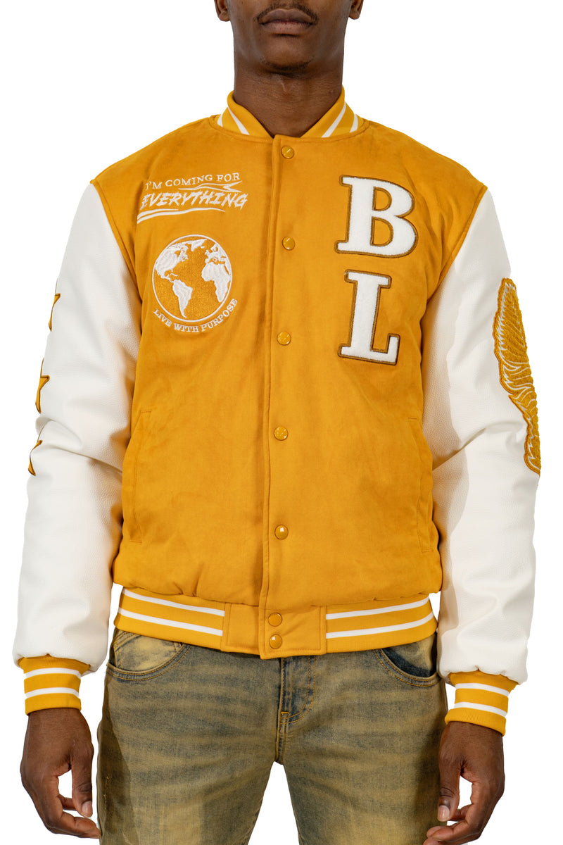 Wheat Signature Letterman Bomber Jacket