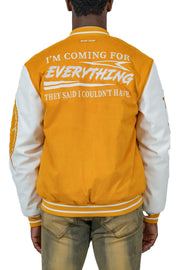 Wheat Signature Letterman Bomber Jacket