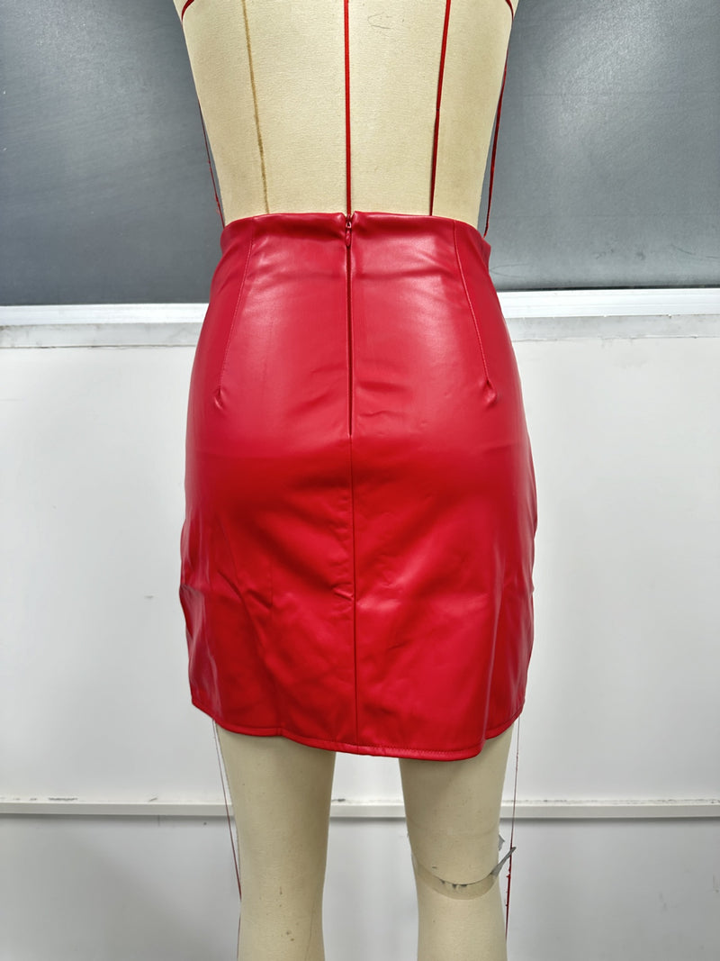 PU Leather Slim Irregular Skirts GYXN 9148