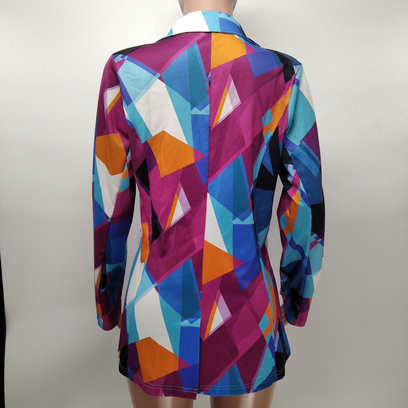 Casual Print Long Sleeve Blazer XMY 9393