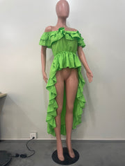 Ruffled One Shoulder Irregular Swallowtail Top OLYF 6101 1