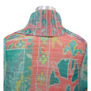 Plus Size Pleated Printed Trench Coat Long Jacket NNWF 10634