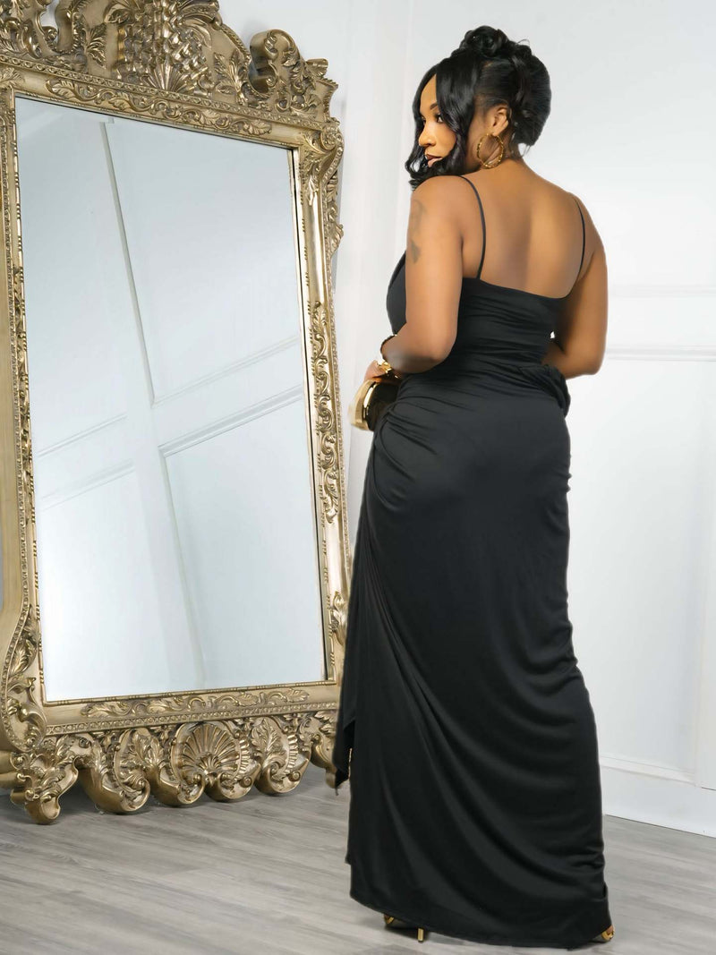 Solid Color Ruched Spaghetti Straps Maxi Dress GTYZ 7619