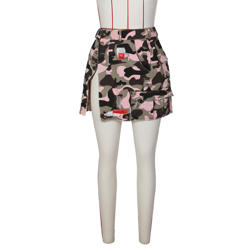 Camouflage Print Slit Short Skirts ZSD 0579 1