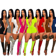 Deep V Neck Solid Color Romper SFY 829