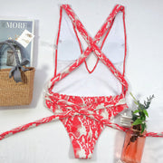 Print Tie Up One Piece Swimsuit CSYZ B03