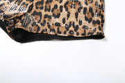 Leopard Print Sequin Mini Short DLSF K24P56756