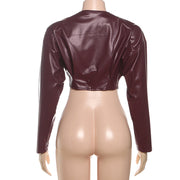 PU Leather Solid Color Irregular Coat XEF K25C77277