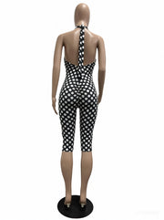 Polka Dots Print Backless Jumpsuit CM 60313