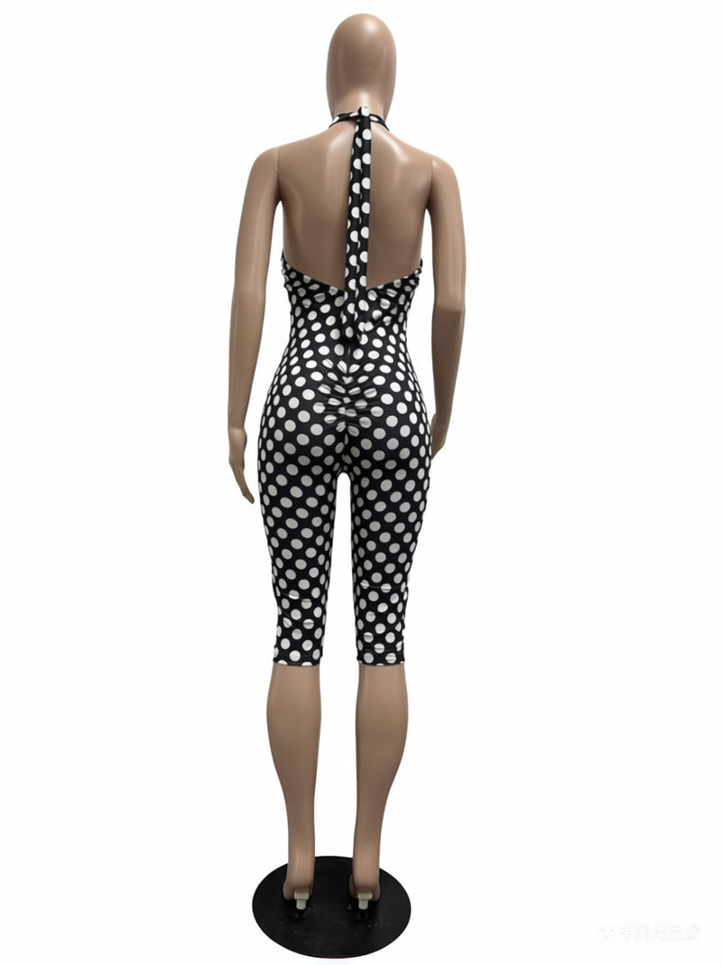 Polka Dots Print Backless Jumpsuit CM 60313
