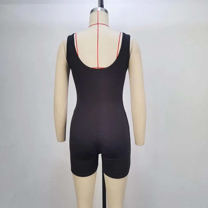 Solid Color Sleeveless Backless Romper GPBY 14469