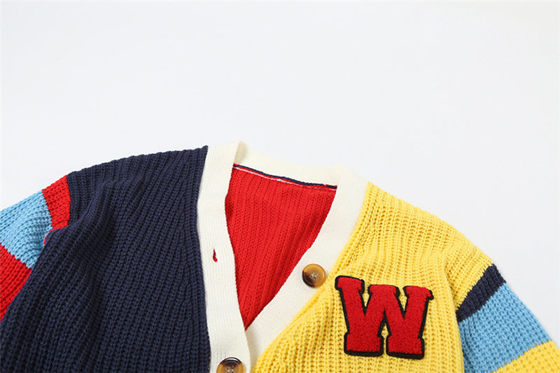 Colorful Letter Print Knits Short Coat DLSF W24L52789