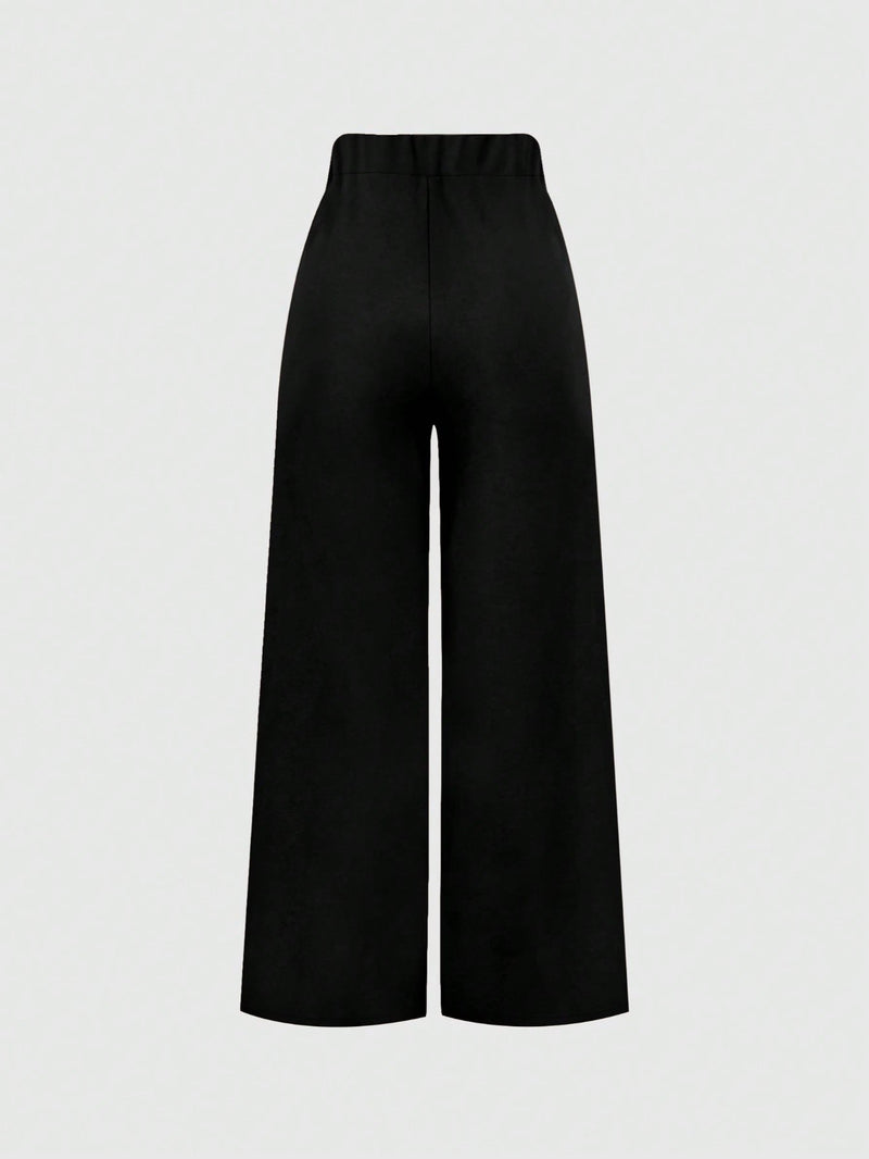 Metal Clasp Loose Straight Pants SH 391468