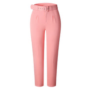 High Waist Belt Solid Suit Pants GATE P01A