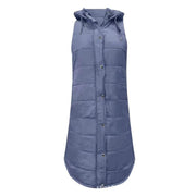 Plus Size Solid Hooded Single Breasted Cotton