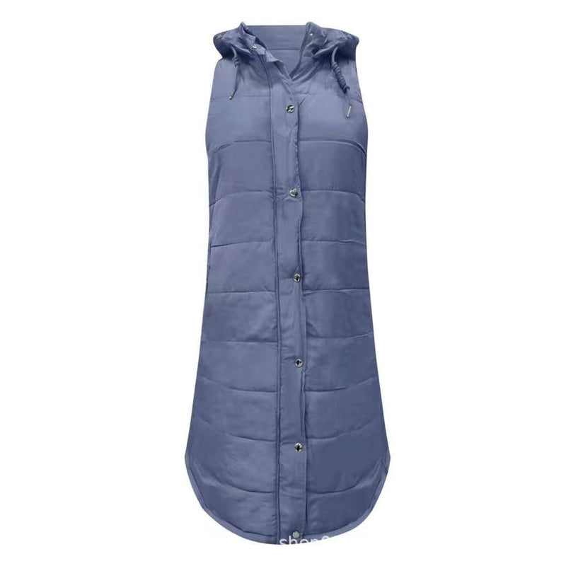 Plus Size Solid Hooded Single Breasted Cotton