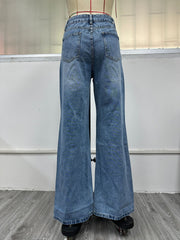 Fashion Holes High Waist Wide Leg Jeans GYXN 10193