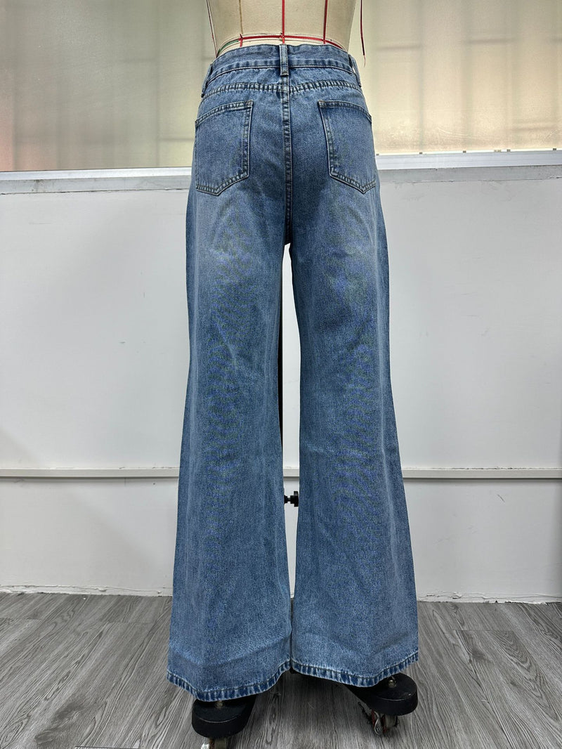 Fashion Holes High Waist Wide Leg Jeans GYXN 10193