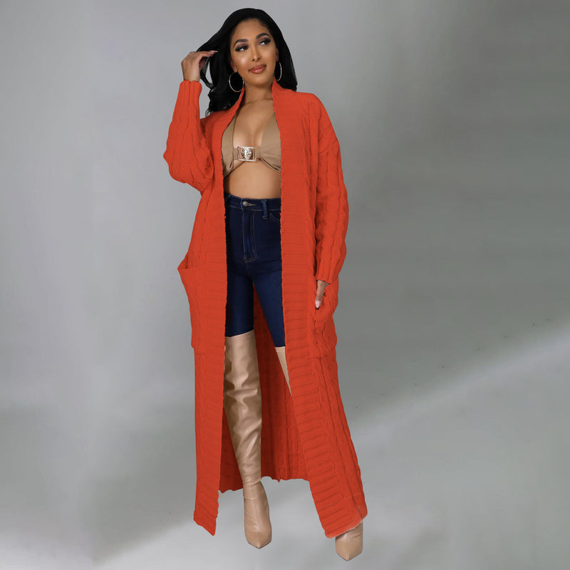 Plus Size Fashion Long Sleeve Long Sweater Jacket GOSD 6813