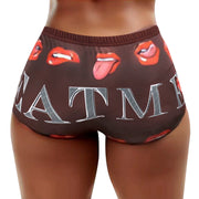 Letter Print Tight Short QYMF 3057