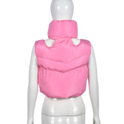 Zipper Sleeveless Cotton Filled Short Jacket GNZD 9511TD